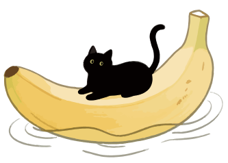 香蕉与黑猫插画